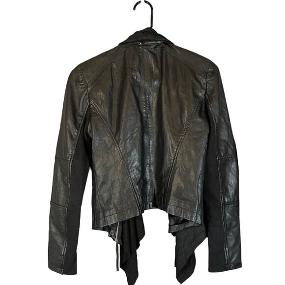 Zara Black Vegan Leather Moto Asymmetrical Full Zip Front Jacket Women Sz XS - Picture 2 of 10